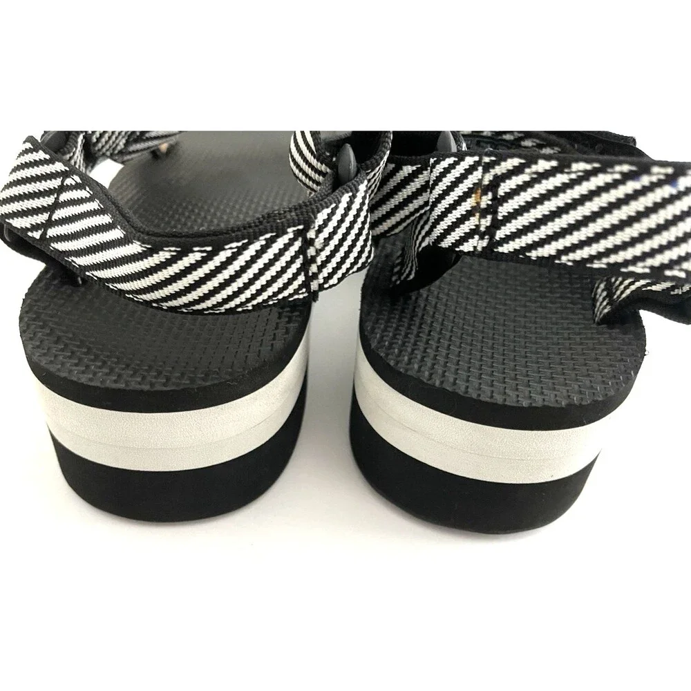 Teva Womens Flatform Sandals Size 9 Universal PlatformCandy Stripe Black White